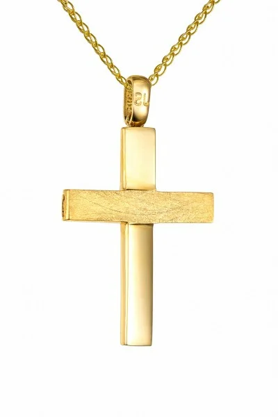 Σταυρός Βάπτισης Χρυσός 14Κ Ζαγρέ Διπλής Όψης 7557