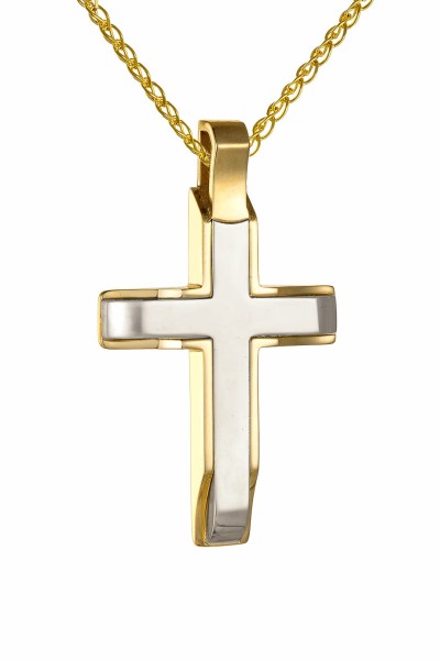 Σταυρός Βάπτισης Χρυσός 14Κ Μασίφ Διπλής Όψης 7583
