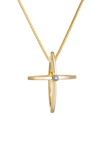 Σετ Σταυρός με Αλυσίδα Χρυσός 14Κ Fashion 7596