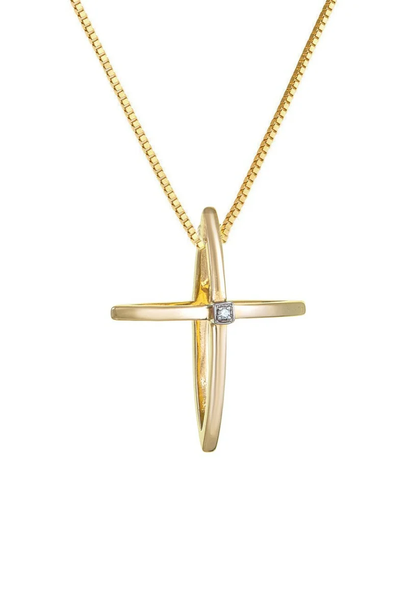 Σετ Σταυρός με Αλυσίδα Χρυσός 14Κ Fashion 7596