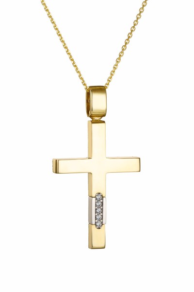 Σετ Σταυρός με Αλυσίδα Χρυσός 14Κ Μασίφ 7622