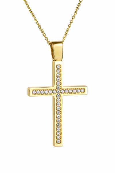 Σετ Σταυρός με Αλυσίδα Χρυσός 14Κ Μασίφ 7623