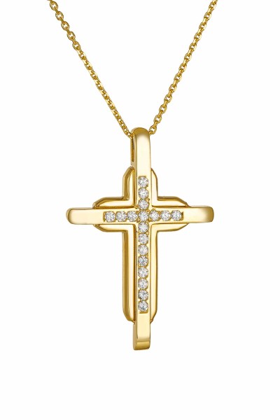 Σετ Σταυρός με Αλυσίδα Χρυσός 14Κ Μασίφ 7624