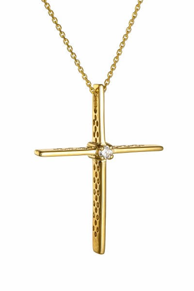 Σετ Σταυρός με Αλυσίδα Χρυσός 14Κ Minimal 7625