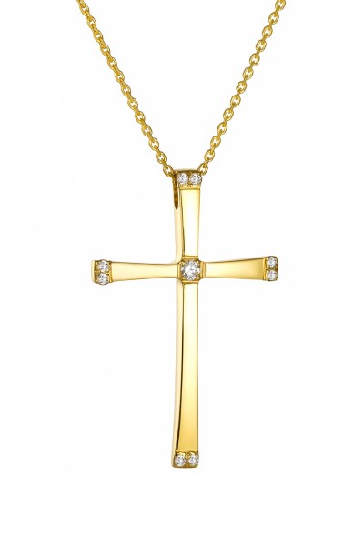 Σετ Σταυρός με Αλυσίδα Χρυσός 14Κ Λουστρέ 7627