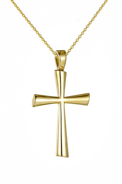 Σετ Σταυρός με Αλυσίδα Χρυσός 14Κ Minimal 7766