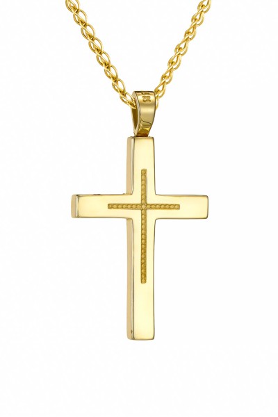 Σταυρός Βάπτισης Χρυσός 14Κ Minimal Διπλής Όψης 7772