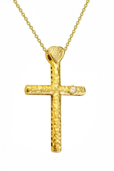 Σετ Σταυρός με Αλυσίδα Χρυσός 14Κ Διπλής Όψης 7886