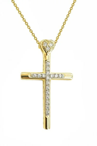 Σετ Σταυρός με Αλυσίδα Χρυσός 14Κ Διπλής Όψης 7886