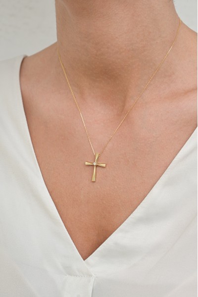 Σετ Σταυρός με Αλυσίδα Χρυσός 14Κ Minimal 5112