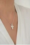 Σετ Σταυρός με Αλυσίδα Λευκόχρυσος 18Κ Μασίφ Minimal 5996