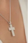Σετ Σταυρός με Αλυσίδα Λευκόχρυσος 18Κ Μασίφ Minimal 6050