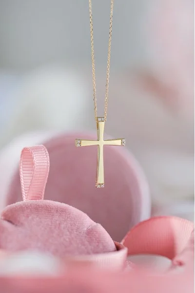 Σετ Σταυρός με Αλυσίδα Χρυσός 14Κ Πετράτος 7027