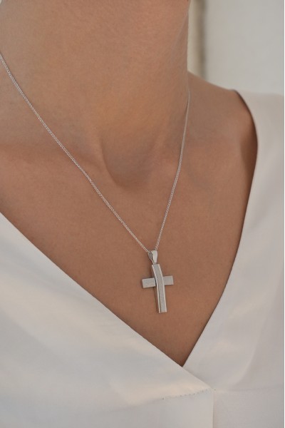 Σταυρός Βάπτισης Λευκόχρυσος 14Κ Ζαγρέ 7078