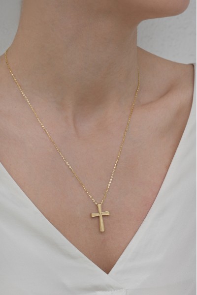 Σετ Σταυρός με Αλυσίδα Χρυσός 14Κ Διπλής Όψης 7177