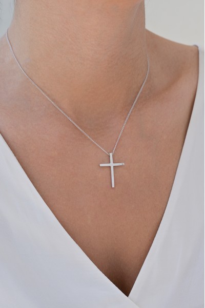 Σταυρός Βάπτισης Λευκόχρυσος 14Κ Λουστρέ 7457