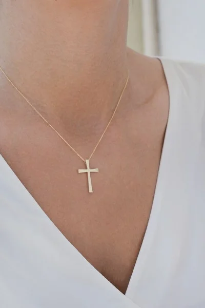 Σετ Σταυρός με Αλυσίδα Χρυσός 14Κ Λουστρέ 7529