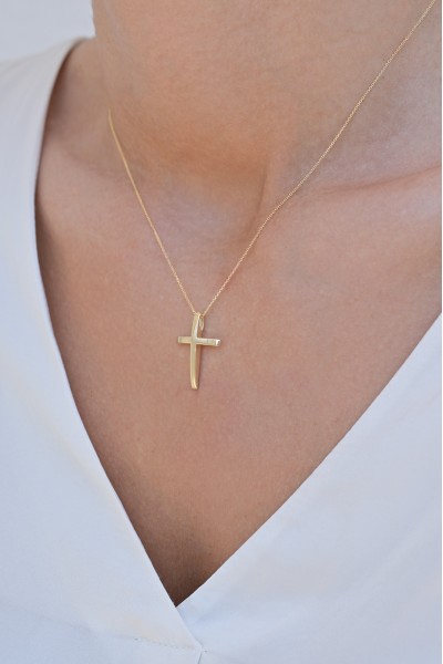 Σετ Σταυρός με Αλυσίδα Χρυσός 14Κ Minimal 7549