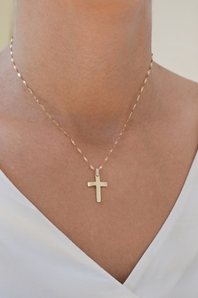 Σετ Σταυρός με Αλυσίδα Χρυσός 14Κ Minimal 7550