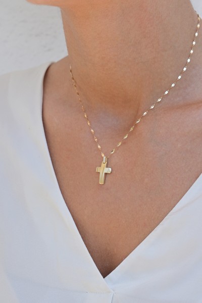 Σετ Σταυρός με Αλυσίδα Χρυσός 14Κ Minimal 7551