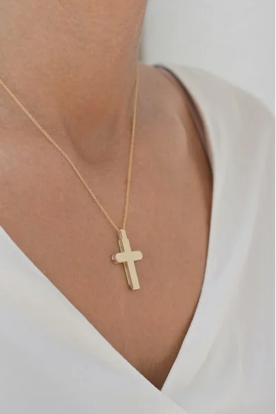 Σταυρός Βάπτισης Χρυσός 14Κ Μασίφ Διπλής Όψης 7554