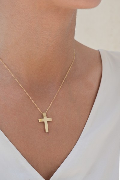 Σταυρός Βάπτισης Χρυσός 14Κ Μασίφ Διπλής Όψης 7555