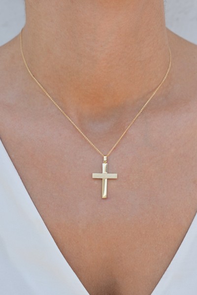 Σταυρός Βάπτισης Χρυσός 14Κ Ζαγρέ Διπλής Όψης 7557