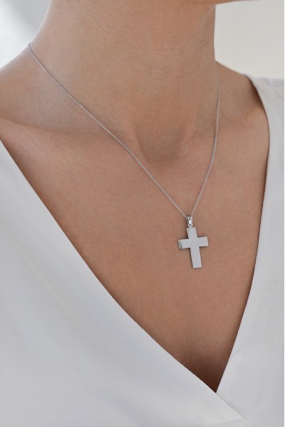 Σταυρός Βάπτισης Λευκόχρυσος 14Κ Λουστρέ 7582