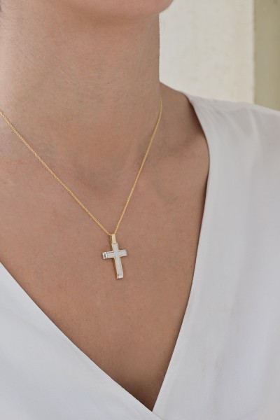 Σταυρός Βάπτισης Χρυσός 14Κ Μασίφ Διπλής Όψης 7583