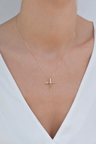 Σετ Σταυρός με Αλυσίδα Χρυσός 14Κ Fashion 7596