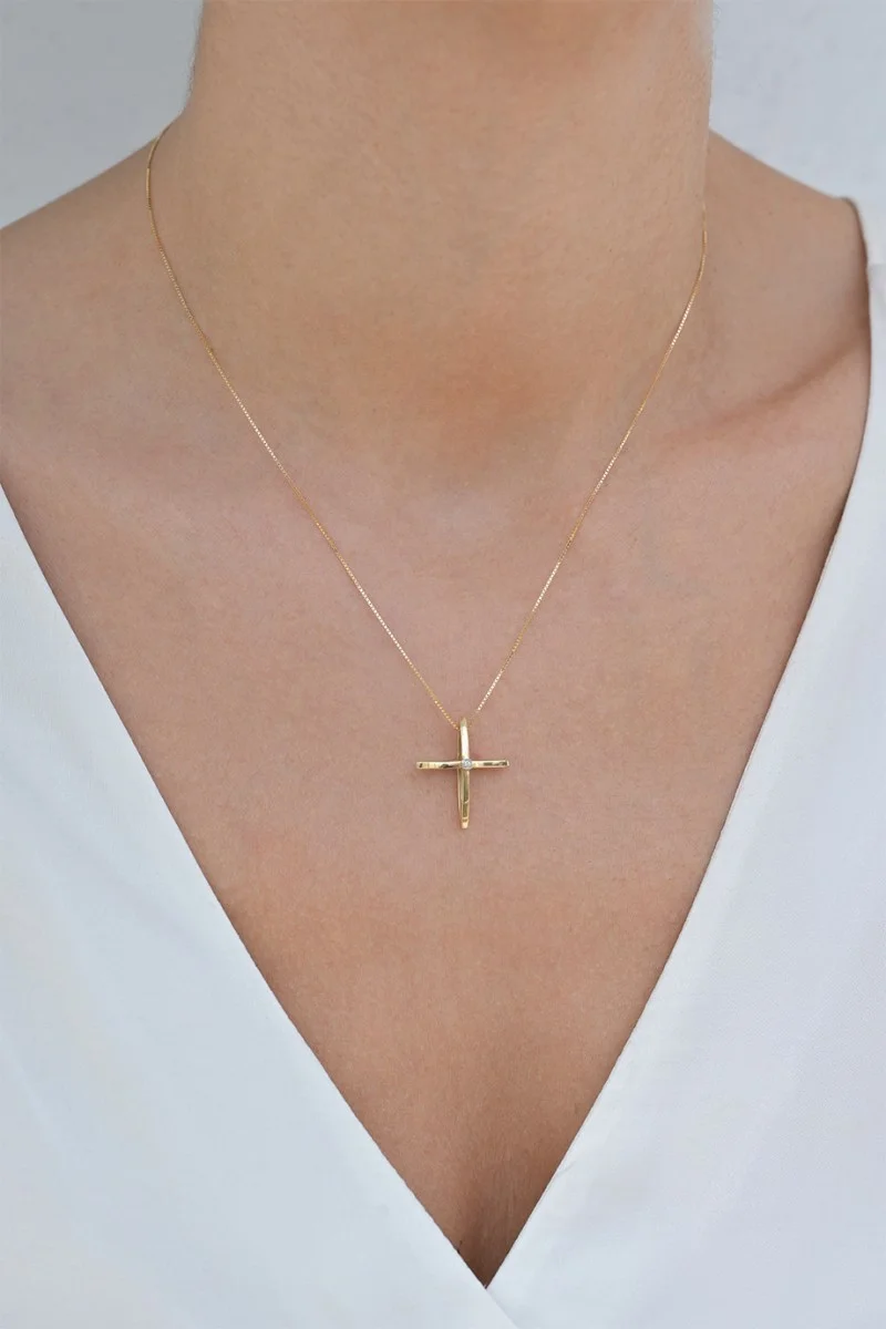 Σετ Σταυρός με Αλυσίδα Χρυσός 14Κ Fashion 7596
