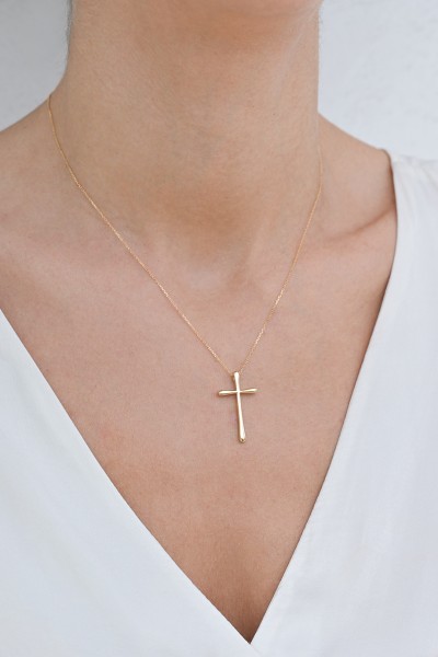 Σετ Σταυρός με Αλυσίδα Χρυσός 14Κ Σταγόνα 7597