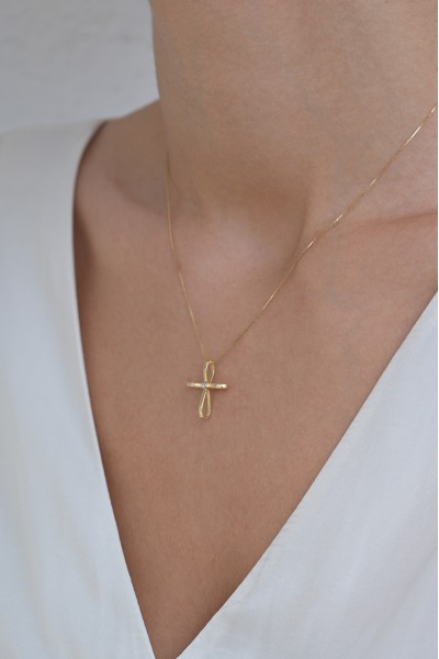  Σετ Σταυρός με Αλυσίδα Χρυσός 14Κ Fashion 7598