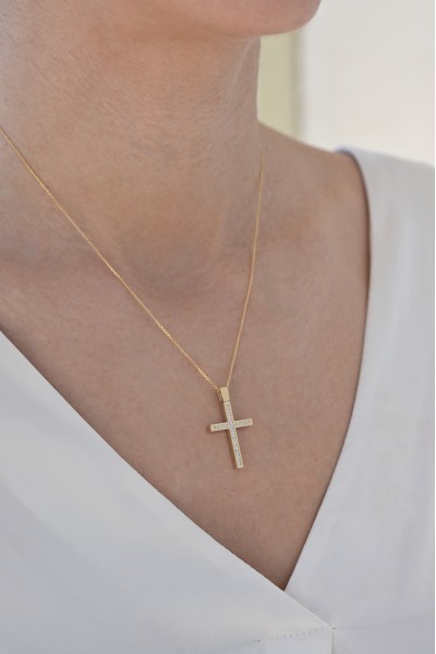 Σετ Σταυρός με Αλυσίδα Χρυσός 14Κ Μασίφ 7623