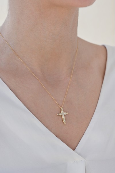 Σετ Σταυρός με Αλυσίδα Χρυσός 14Κ Μασίφ 7624