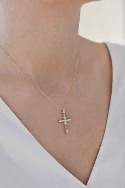 Σετ Σταυρός με Αλυσίδα Χρυσός 14Κ Μασίφ 7626