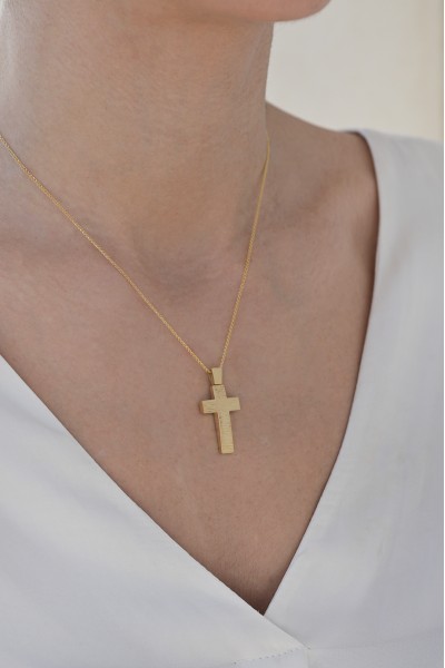 Σταυρός Βάπτισης Χρυσός 14Κ Ζαγρέ Διπλής Όψης 7629