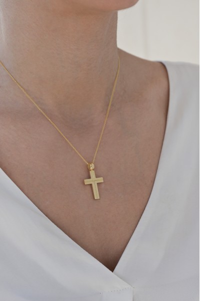 Σταυρός Βάπτισης Χρυσός 14Κ Λουστρέ 7632