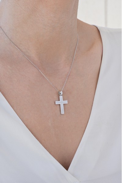 Σταυρός Βάπτισης Λευκόχρυσος 14Κ Λουστρέ 7668