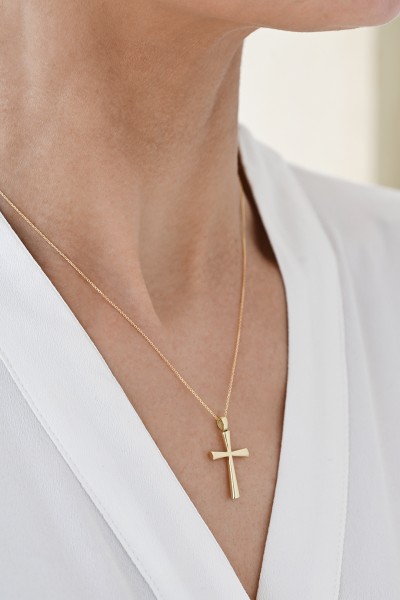 Σετ Σταυρός με Αλυσίδα Χρυσός 14Κ Minimal 7766