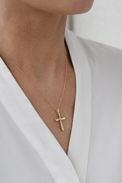 Σετ Σταυρός με Αλυσίδα Χρυσός 14Κ Πετράτος 7767