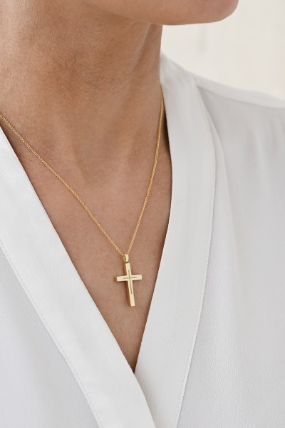 Σταυρός Βάπτισης Χρυσός 14Κ Minimal Διπλής Όψης 7772