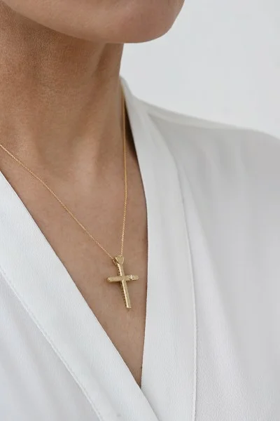 Σετ Σταυρός με Αλυσίδα Χρυσός 14Κ Διπλής Όψης 7886