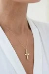 Σετ Σταυρός με Αλυσίδα Χρυσός 14Κ Διπλής Όψης 8028