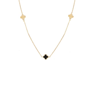 Κολιέ Χρυσό 14Κ Flower Blossom Black