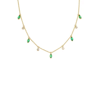 Κολιέ Lumière Χρυσό 14Κ Green Drops