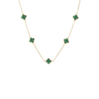 Κολιέ Χρυσό 14Κ Flower Blossom Green