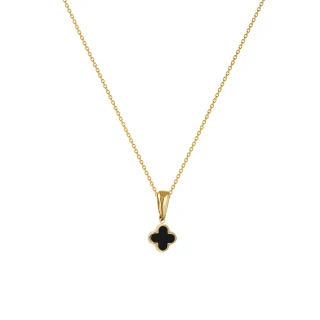 Κολιέ Χρυσό 14Κ Black Flower