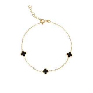 Βραχιόλι Χρυσό 14Κ Flower Blossom Black