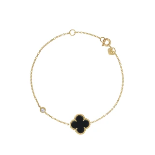 Βραχιόλι Χρυσό 14Κ Black Flower Όνυχας